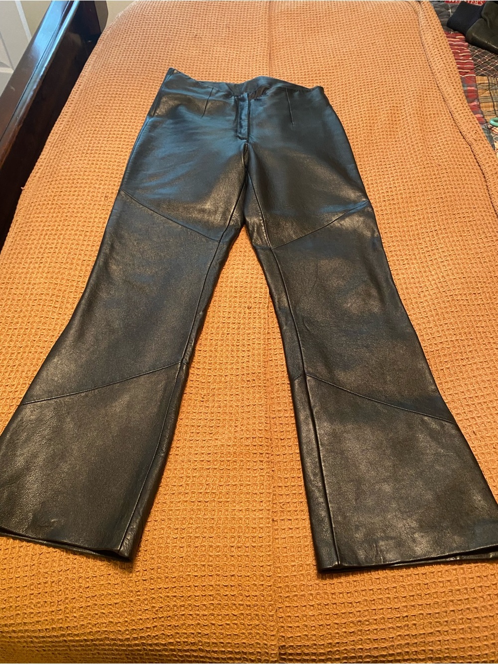 Pelle Studio Black Leather Flare Pants